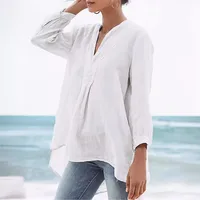 Blouse 3/4 Length Sleeve Plus Size Tops Elegant Streetwear Solid Color main image 5