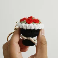 1 Piece Cute Rose Flower Yarn Women's Bag Pendant Keychain main image 2