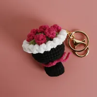 1 Piece Cute Rose Flower Yarn Women's Bag Pendant Keychain sku image 5