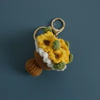 1 Piece Cute Rose Flower Yarn Women's Bag Pendant Keychain sku image 3