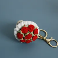 1 Piece Cute Rose Flower Yarn Women's Bag Pendant Keychain main image 3