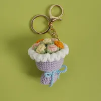 1 Piece Cute Rose Flower Yarn Women's Bag Pendant Keychain sku image 2