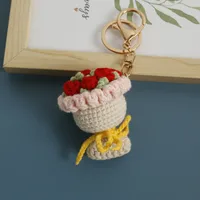 1 Piece Cute Rose Flower Yarn Women's Bag Pendant Keychain sku image 4
