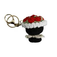 1 Piece Cute Rose Flower Yarn Women's Bag Pendant Keychain main image 4