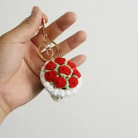 1 Piece Cute Rose Flower Yarn Women's Bag Pendant Keychain main image 5