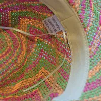 Women's Retro Hawaiian Bohemian Color Block Crimping Curved Eaves Straw Hat main image 2