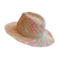 Women's Retro Hawaiian Bohemian Color Block Crimping Curved Eaves Straw Hat sku image 1