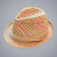 Women's Retro Hawaiian Bohemian Color Block Crimping Curved Eaves Straw Hat main image 3