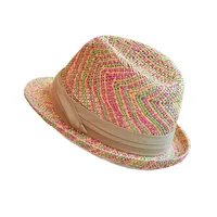 Women's Retro Hawaiian Bohemian Color Block Crimping Curved Eaves Straw Hat main image 4