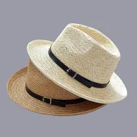 Unisex Retro Hawaiian Tropical Solid Color Flat Eaves Straw Hat main image 1