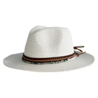 Unisex Retro Hawaiian Tropical Solid Color Flat Eaves Straw Hat main image 1