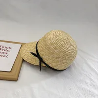 Women's Hawaiian Vacation Tropical Solid Color Curved Eaves Straw Hat Equestrian Hat main image 2