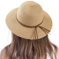 Unisex Hawaiian Tropical Solid Color Big Eaves Straw Hat main image 4