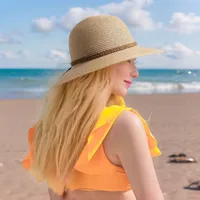 Unisex Hawaiian Tropical Solid Color Big Eaves Straw Hat main image 1