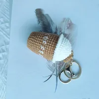 1 Piece Cute Four Leaf Clover Dinosaur Flower Yarn Unisex Bag Pendant Keychain sku image 6