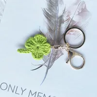 1 Piece Cute Four Leaf Clover Dinosaur Flower Yarn Unisex Bag Pendant Keychain sku image 3