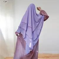M221#10 Color Muslim Ethnic Headscarf Indonesian Malay Clothes For Worship Service Solid Color Three-Layer Big Headscarf Hijab Generation Hair sku image 6
