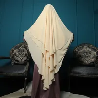 M221#10 Color Muslim Ethnic Headscarf Indonesian Malay Clothes For Worship Service Solid Color Three-Layer Big Headscarf Hijab Generation Hair main image 1