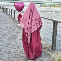 M221#10 Color Muslim Ethnic Headscarf Indonesian Malay Clothes For Worship Service Solid Color Three-Layer Big Headscarf Hijab Generation Hair main image 5