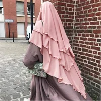 M221#10 Color Muslim Ethnic Headscarf Indonesian Malay Clothes For Worship Service Solid Color Three-Layer Big Headscarf Hijab Generation Hair sku image 5