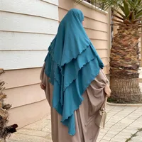 M221#10 Color Muslim Ethnic Headscarf Indonesian Malay Clothes For Worship Service Solid Color Three-Layer Big Headscarf Hijab Generation Hair sku image 8