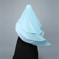 M221#10 Color Muslim Ethnic Headscarf Indonesian Malay Clothes For Worship Service Solid Color Three-Layer Big Headscarf Hijab Generation Hair sku image 10