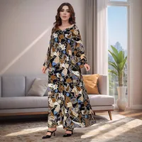 Women's Adults Printing Printed Ribbon Stitching Abaya main image 2