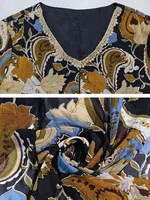 Women's Adults Printing Printed Ribbon Stitching Abaya sku image 4