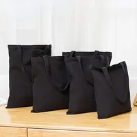 Black Blank In Stock Canvas Bag Fixed Logo Shopping Bag Women's Single Shoulder Cotton Cloth Bag Student's Canvas Bag Wholesale main image 1