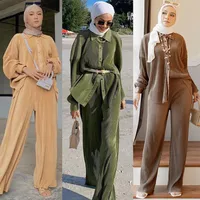 Women's Solid Color Leisure Suit Abaya main image 2