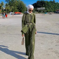 Women's Solid Color Leisure Suit Abaya sku image 5