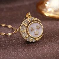 Streetwear Commute Moon Heart Shape Flower 201 Stainless Steel Copper Inlay Artificial Pearls Zircon Women's Pendant Necklace main image 6