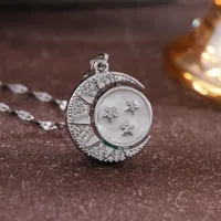 Streetwear Commute Moon Heart Shape Flower 201 Stainless Steel Copper Inlay Artificial Pearls Zircon Women's Pendant Necklace sku image 10