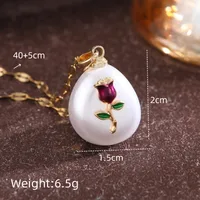 Streetwear Commute Moon Heart Shape Flower 201 Stainless Steel Copper Inlay Artificial Pearls Zircon Women's Pendant Necklace sku image 3