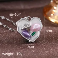 Streetwear Commute Moon Heart Shape Flower 201 Stainless Steel Copper Inlay Artificial Pearls Zircon Women's Pendant Necklace sku image 4