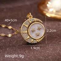 Streetwear Commute Moon Heart Shape Flower 201 Stainless Steel Copper Inlay Artificial Pearls Zircon Women's Pendant Necklace sku image 9