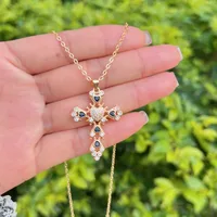 Retro Luxurious Classic Style Cross Copper Women's Pendant Necklace main image 3
