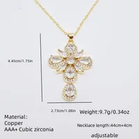 Retro Luxurious Classic Style Cross Copper Women's Pendant Necklace main image 2