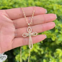 Retro Luxurious Classic Style Cross Copper Women's Pendant Necklace main image 6