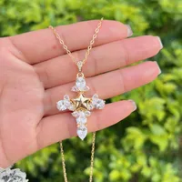 Retro Luxurious Classic Style Cross Copper Women's Pendant Necklace main image 5