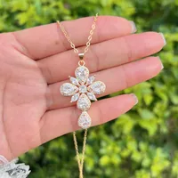 Retro Luxurious Classic Style Cross Copper Women's Pendant Necklace main image 8