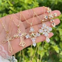 Retro Luxurious Classic Style Cross Copper Women's Pendant Necklace main image 1