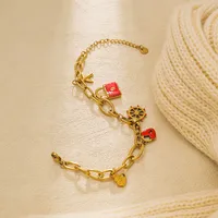 Sweet Heart Shape Lock 304 Stainless Steel 14K Gold Plated Bracelets In Bulk main image 2