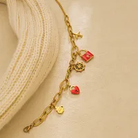 Sweet Heart Shape Lock 304 Stainless Steel 14K Gold Plated Bracelets In Bulk main image 3