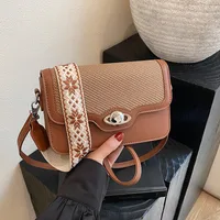 Women's Small Pu Leather Color Block Streetwear Square Magnetic Buckle Shoulder Bag main image 2