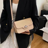 Women's Small Pu Leather Color Block Streetwear Square Magnetic Buckle Shoulder Bag main image 5
