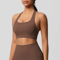 Sport Style Solid Color Nylon Spandex U Neck Active Tops Sports Vest main image 1
