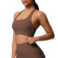 Sport Style Solid Color Nylon Spandex U Neck Active Tops Sports Vest main image 2