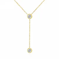 Lady Sexy Shiny Letter Gem Alloy Titanium Steel Inlay Zircon 18K Gold Plated Unisex Y-Necklace main image 4