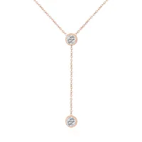 Lady Sexy Shiny Letter Gem Alloy Titanium Steel Inlay Zircon 18K Gold Plated Unisex Y-Necklace main image 5